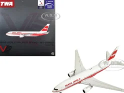 Boeing 767-200ER Commercial Aircraft "Trans World Airlines" (N601TW) White with Red Stripes 1/400 Diecast Model Airplane by V1:400