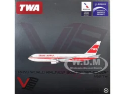 Boeing 767-200ER Commercial Aircraft "Trans World Airlines" (N601TW) White with Red Stripes 1/400 Diecast Model Airplane by V1:400