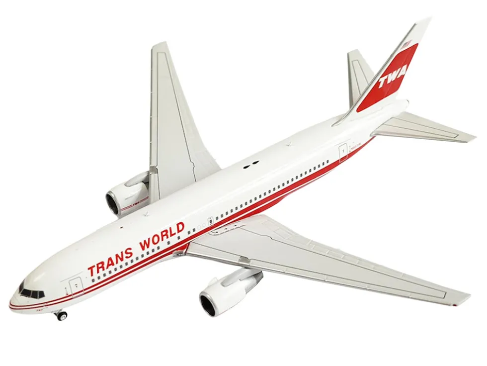 Boeing 767-200ER Commercial Aircraft "Trans World Airlines" (N601TW) White with Red Stripes 1/400 Diecast Model Airplane by V1:400