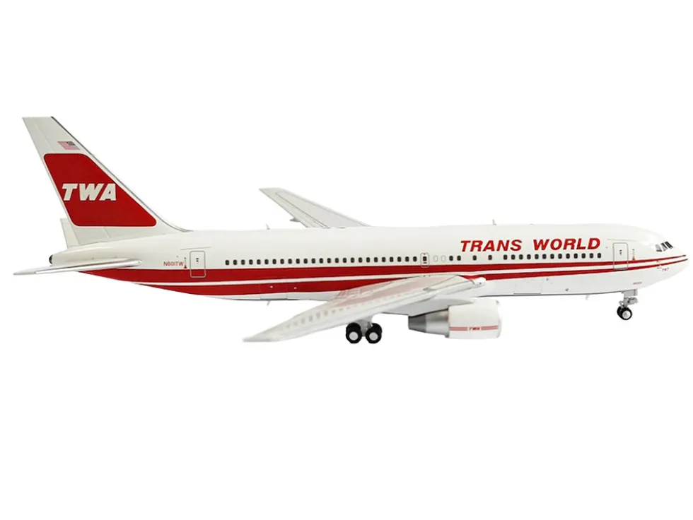 Boeing 767-200ER Commercial Aircraft "Trans World Airlines" (N601TW) White with Red Stripes 1/400 Diecast Model Airplane by V1:400