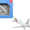 Boeing 777-300ER Commercial Aircraft with Flaps Down "Emirates Airlines" (A6-EQH) White with Striped Tail 1/400 Diecast Model Airplane by GeminiJets