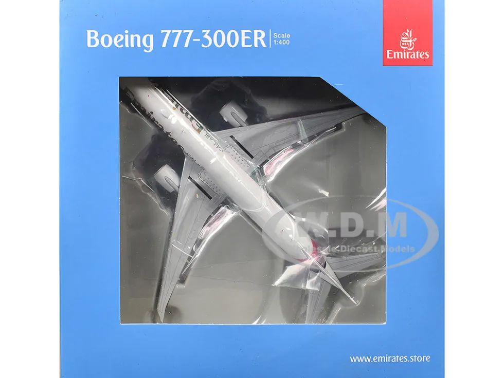Boeing 777-300ER Commercial Aircraft "Emirates Airlines" (A6-EQH) White with Striped Tail 1/400 Diecast Model Airplane by GeminiJets
