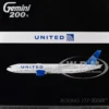 Boeing 777-200ER Commercial Aircraft "United Airlines" (N798UA) White with Blue Tail "Gemini 200" Series 1/200 Diecast Model Airplane by GeminiJets