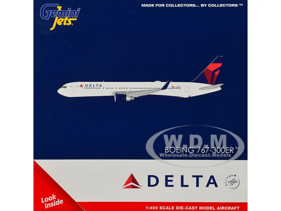 Boeing 767-300ER Commercial Aircraft "Delta Air Lines" (N199DN) White with Red and Blue Tail 1/400 Diecast Model Airplane by GeminiJets