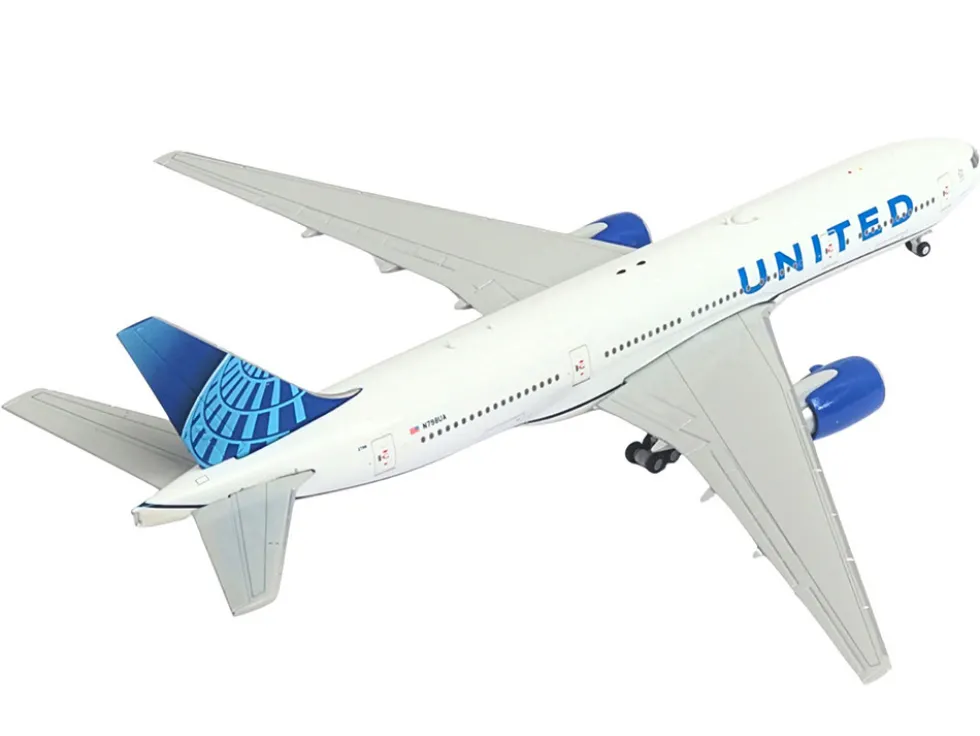 Boeing 777-200ER Commercial Aircraft "United Airlines" (N798UA) White with Blue Tail 1/400 Diecast Model Airplane by GeminiJets