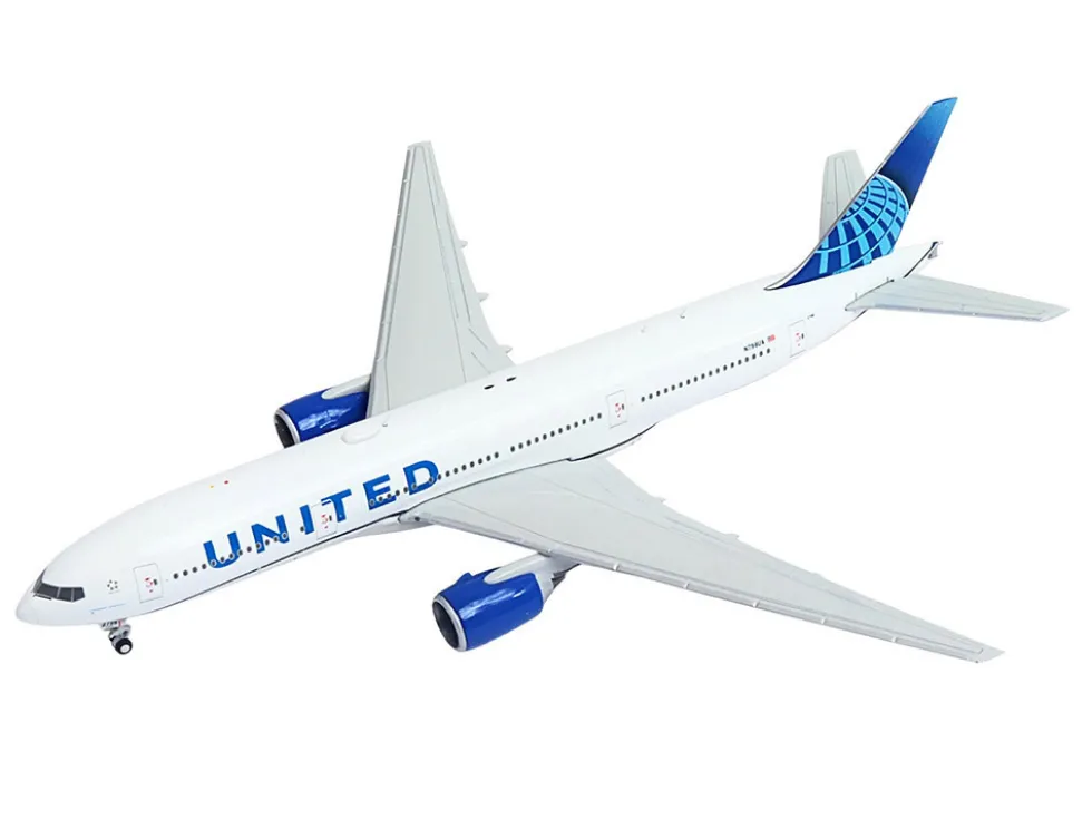 Boeing 777-200ER Commercial Aircraft "United Airlines" (N798UA) White with Blue Tail 1/400 Diecast Model Airplane by GeminiJets