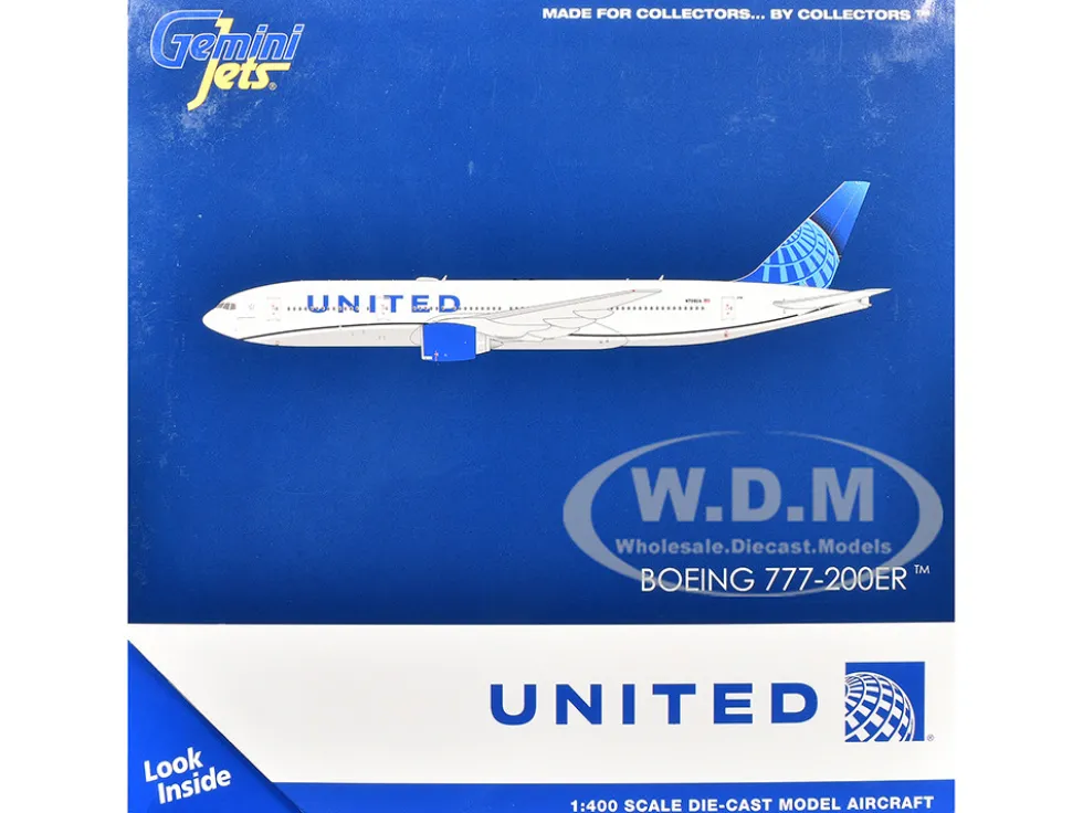 Boeing 777-200ER Commercial Aircraft "United Airlines" (N798UA) White with Blue Tail 1/400 Diecast Model Airplane by GeminiJets