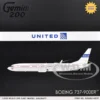 Boeing 737-900ER Commercial Aircraft with Flaps Down "Continental Airlines - United Airlines" (N75435) White with Red and Blue Stripes "Gemini 200" Series 1/200 Diecast Model Airplane by GeminiJets