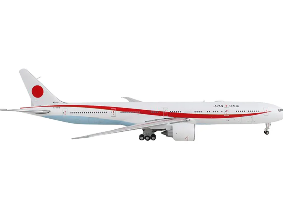 Boeing 777 300ER Commercial Aircraft Japan Air Self Defense Force White with Red Stripes Gemini Macs Series 1/400 Diecast Model Airplane GeminiJets GM086