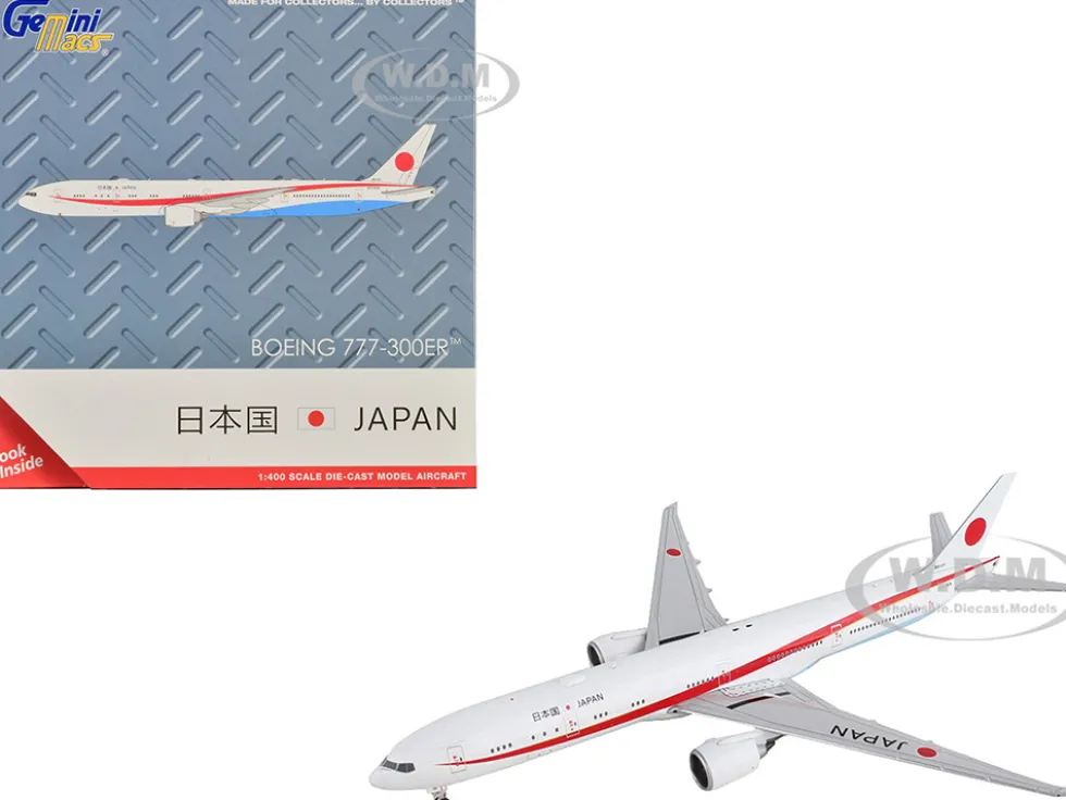 Boeing 777 300ER Commercial Aircraft Japan Air Self Defense Force White with Red Stripes Gemini Macs Series 1/400 Diecast Model Airplane GeminiJets GM086