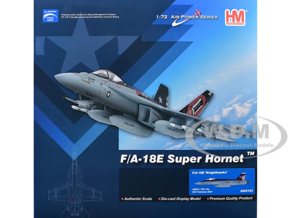 Boeing F/A-18E Super Hornet Fighter Aircraft "166817, VFA-136 Knighthawks, USS Trumman" (2024) United States Navy "Air Power Series" 1/72 Diecast Model by Hobby Master