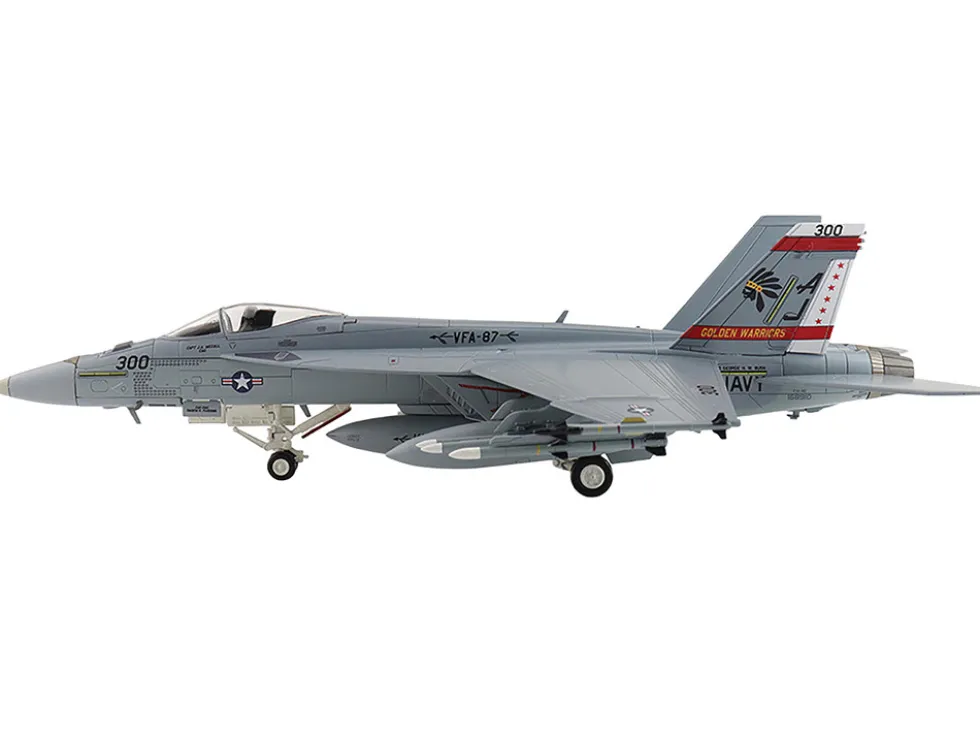 Boeing F/A-18E Super Hornet Fighter Aircraft "168910, Golden Warriors, VFA-87, Operation Inherent Resolve" (2017) United States Navy "Air Power Series" 1/72 Diecast Model by Hobby Master