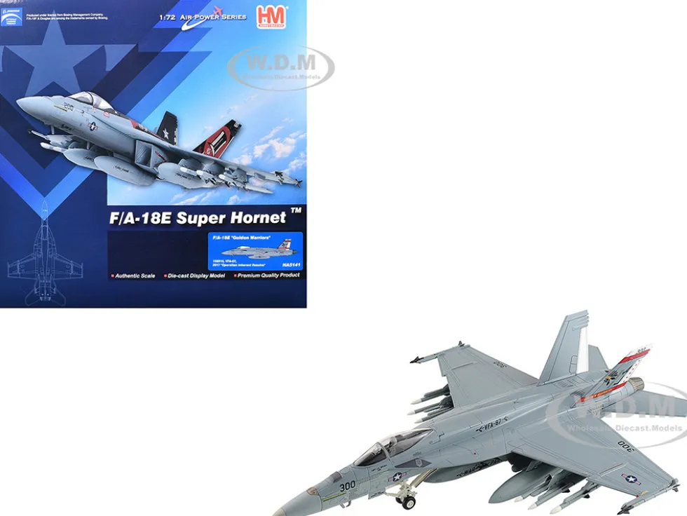 Boeing F/A-18E Super Hornet Fighter Aircraft "168910, Golden Warriors, VFA-87, Operation Inherent Resolve" (2017) United States Navy "Air Power Series" 1/72 Diecast Model by Hobby Master
