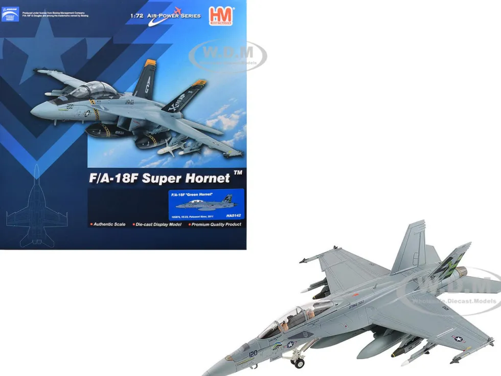 Boeing F/A-18F Super Hornet Fighter Aircraft "165875, Green Hornet, VX-23 Salty Dogs, NAS Patuxent River" (2011) United States Navy "Air Power Series" 1/72 Diecast Model by Hobby Master