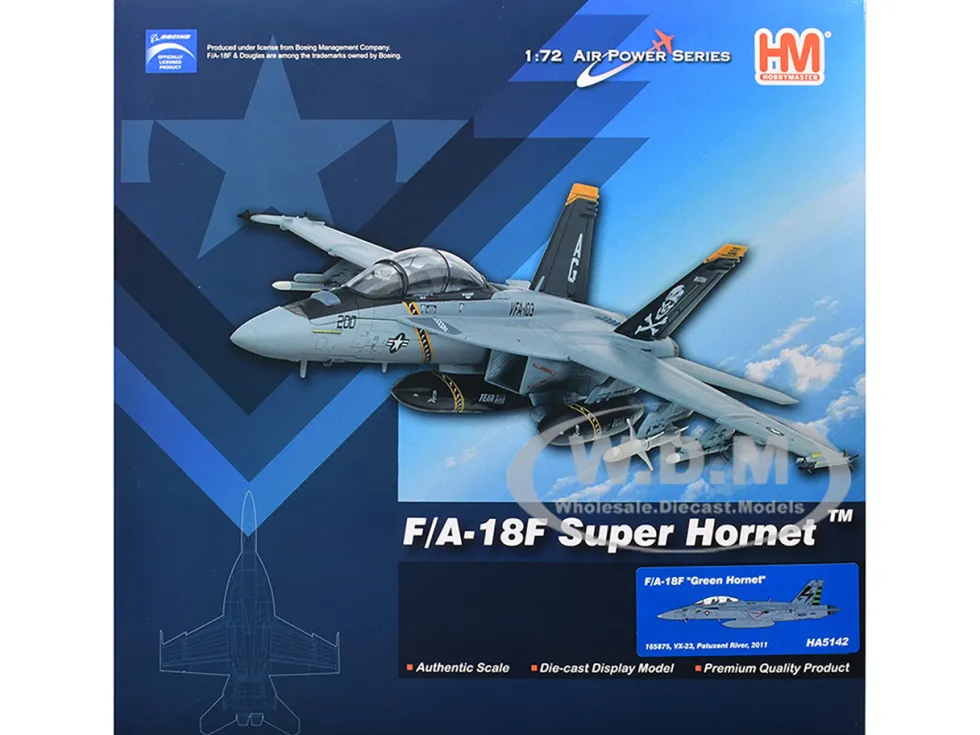 Boeing F/A-18F Super Hornet Fighter Aircraft "165875, Green Hornet, VX-23 Salty Dogs, NAS Patuxent River" (2011) United States Navy "Air Power Series" 1/72 Diecast Model by Hobby Master