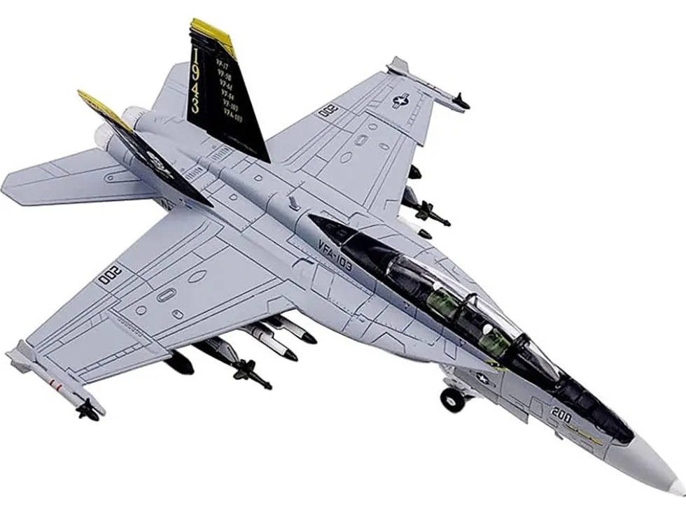 Boeing F/A-18F Super Hornet Fighter Aircraft "VFA-103 Jolly Rogers, 75th Anniversary" (2018) United States Navy 1/100 Diecast Model Airplane