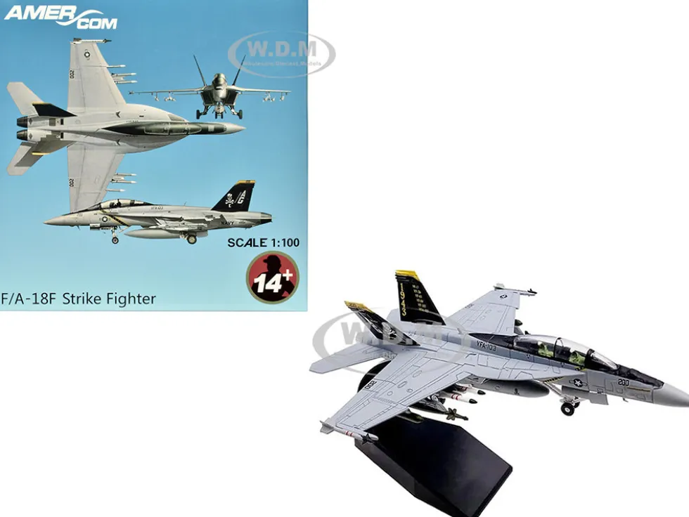 Boeing F/A-18F Super Hornet Fighter Aircraft "VFA-103 Jolly Rogers, 75th Anniversary" (2018) United States Navy 1/100 Diecast Model Airplane