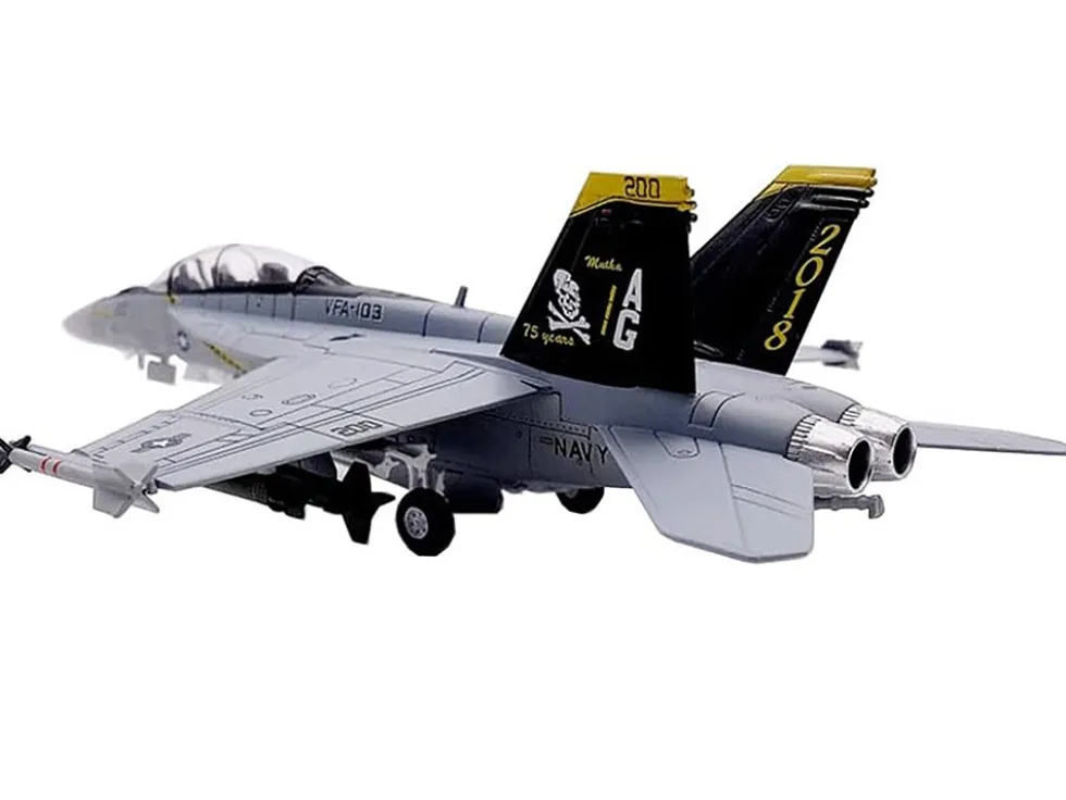 Boeing F/A-18F Super Hornet Fighter Aircraft "VFA-103 Jolly Rogers, 75th Anniversary" (2018) United States Navy 1/100 Diecast Model Airplane