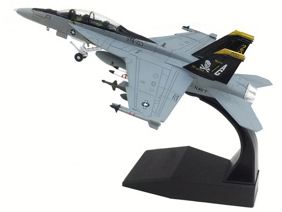 Boeing F/A-18F Super Hornet Fighter Aircraft "VFA-103 Jolly Rogers, 75th Anniversary" (2018) United States Navy 1/100 Diecast Model Airplane