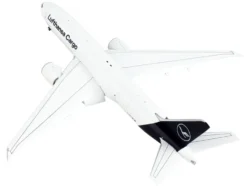 Boeing 777F Commercial Aircraft with Flaps Down Lufthansa Cargo White with Dark Blue Tail 1/400 Diecast Model Airplane GeminiJets GJ2126F