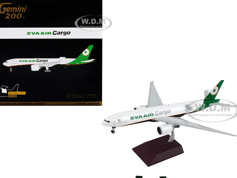 Boeing 777F Commercial Aircraft Eva Air Cargo White with Green Tail Gemini 200 Interactive Series 1/200 Diecast Model Airplane GeminiJets G2EVA950