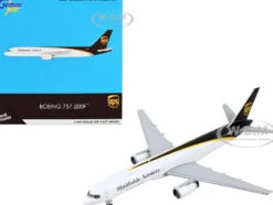 Boeing 757 200F Commercial Aircraft UPS United Parcel Service Worldwide Services White and Dark Brown 1/400 Diecast Model Airplane GeminiJets GJ1992