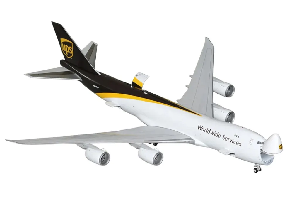 Boeing 747-8F Commercial Aircraft "UPS Worldwide Services" (N607UP) White with Brown Tail "Gemini 200 - Interactive Series" Series 1/200 Diecast Model Airplane by GeminiJets