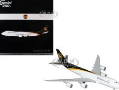 Boeing 747-8F Commercial Aircraft "UPS Worldwide Services" (N607UP) White with Brown Tail "Gemini 200" Series 1/200 Diecast Model Airplane by GeminiJets