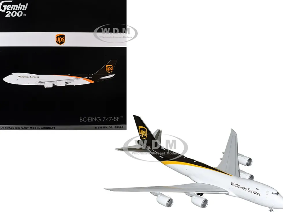 Boeing 747-8F Commercial Aircraft "UPS Worldwide Services" (N607UP) White with Brown Tail "Gemini 200" Series 1/200 Diecast Model Airplane by GeminiJets