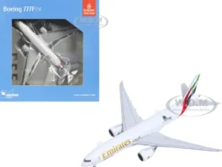 Boeing 777F Commercial Aircraft "Emirates SkyCargo" (A6-EFV) White with Striped Tail "Interactive Series" 1/400 Diecast Model Airplane by GeminiJets
