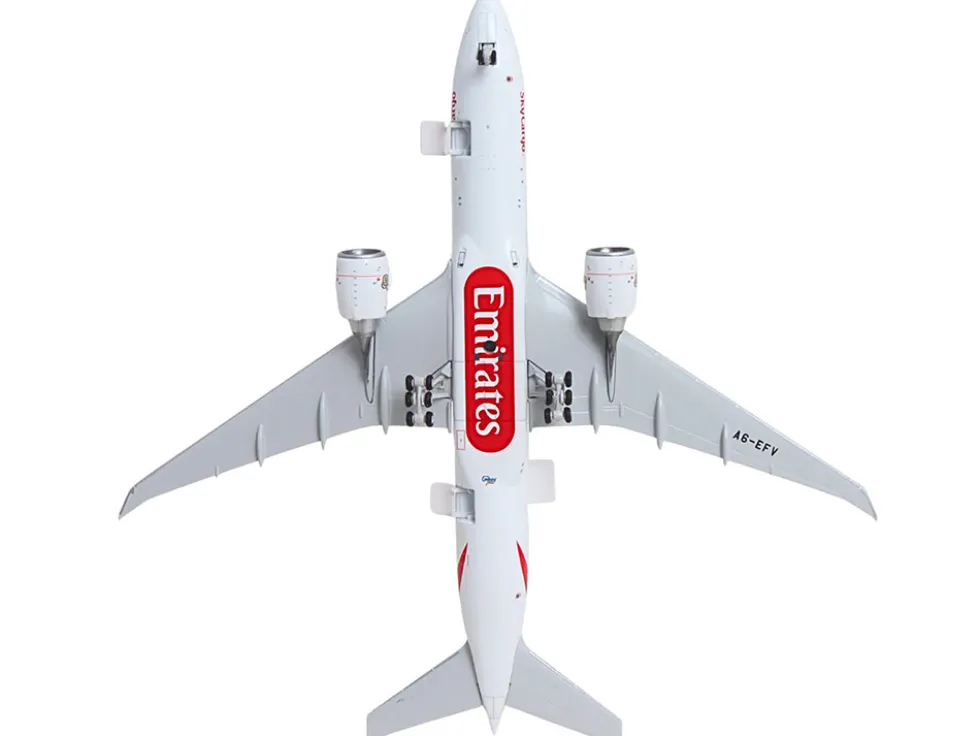 Boeing 777F Commercial Aircraft "Emirates SkyCargo" (A6-EFV) White with Striped Tail "Interactive Series" 1/400 Diecast Model Airplane by GeminiJets