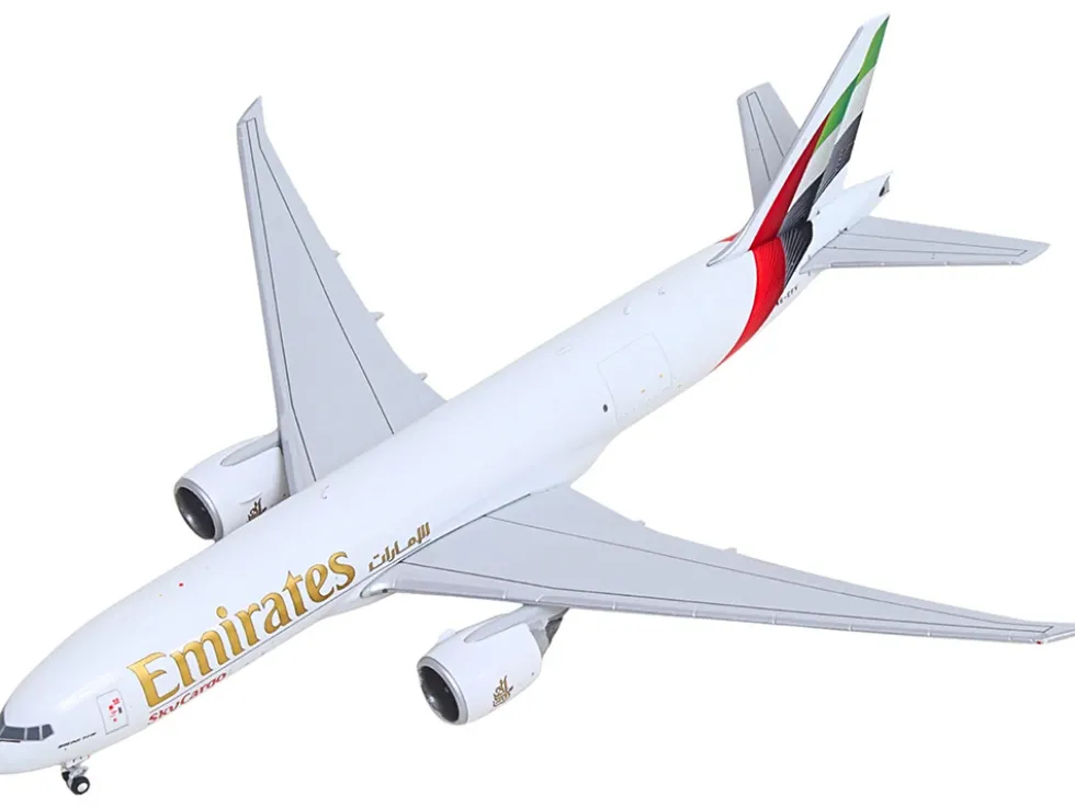 Boeing 777F Commercial Aircraft "Emirates SkyCargo" (A6-EFV) White with Striped Tail 1/400 Diecast Model Airplane by GeminiJets