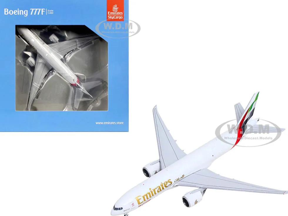 Boeing 777F Commercial Aircraft "Emirates SkyCargo" (A6-EFV) White with Striped Tail 1/400 Diecast Model Airplane by GeminiJets