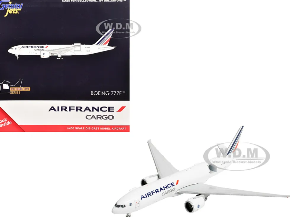 Boeing 777F Commercial Aircraft "Air France Cargo" (F-GUOC) White with Red and Blue Striped Tail "Interactive Series" 1/400 Diecast Model Airplane by GeminiJets
