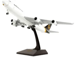 Boeing 747 400F Commercial Aircraft with Landing Gear UPS Worldwide Services N572UP White and Brown Snap Fit 1/200 Plastic Model Skymarks SKR1113
