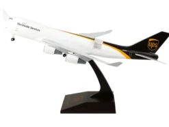 Boeing 747 400F Commercial Aircraft with Landing Gear UPS Worldwide Services N572UP White and Brown Snap Fit 1/200 Plastic Model Skymarks SKR1113