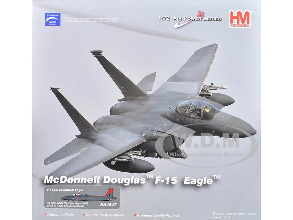 Boeing F-15SA (Saudi Advanced) Eagle Fighter Aircraft "12-1002, USAF Test Markings" (2018) Saudi Royal Air Force "Air Power Series" 1/72 Diecast Model by Hobby Master