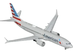 Boeing 737 MAX 8 Commercial Aircraft "American Airlines" (N326RP) Gray with Striped Tail "Gemini 200" Series 1/200 Diecast Model Airplane by GeminiJets