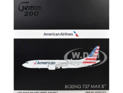 Boeing 737 MAX 8 Commercial Aircraft "American Airlines" (N326RP) Gray with Striped Tail "Gemini 200" Series 1/200 Diecast Model Airplane by GeminiJets
