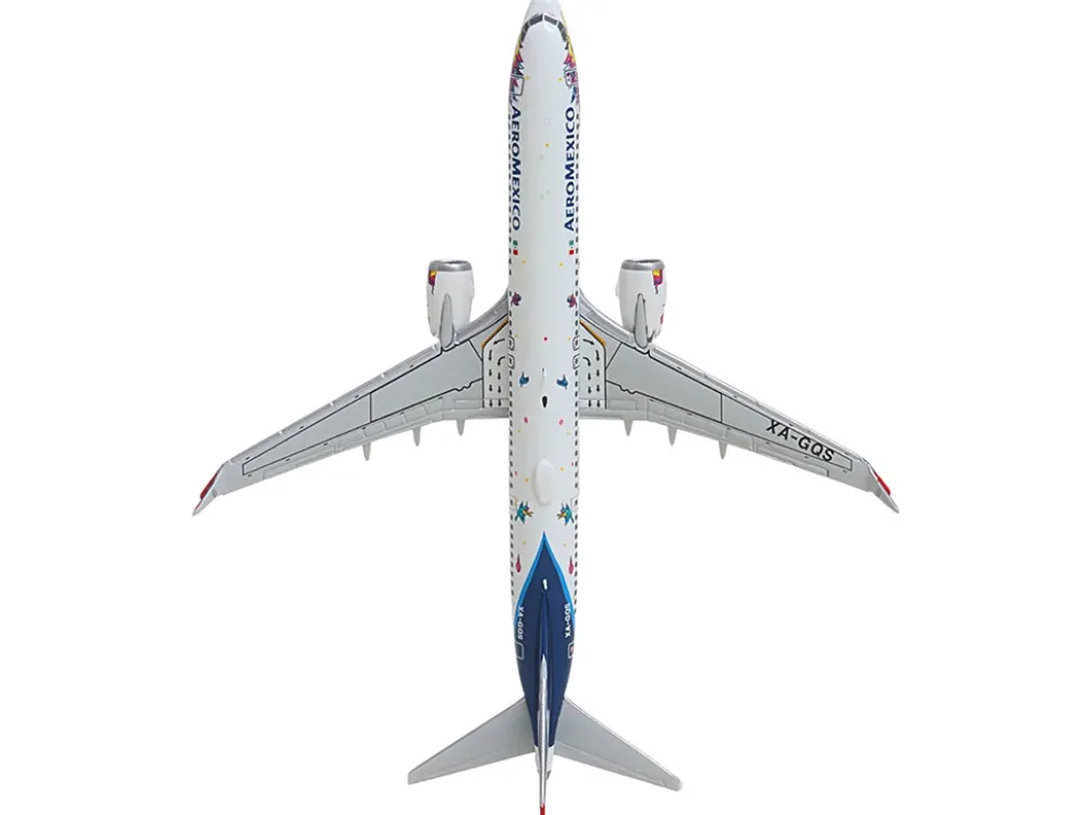 Boeing 737 MAX 9 Commercial Aircraft "Aeromexico - Kukulcan" (XA-GQS) White with Graphics and Blue Tail 1/400 Diecast Model Airplane by GeminiJets