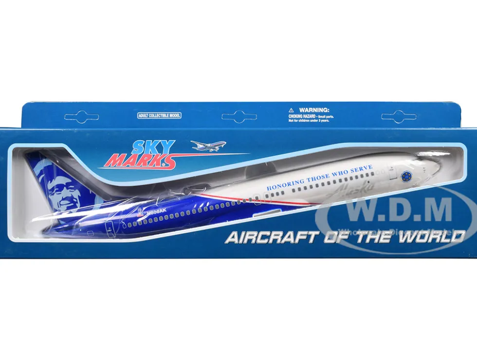 Boeing 737 MAX 8 Commercial Aircraft "Alaska Airlines - Honoring Those Who Serve" (N806AK) White and Blue (Snap-Fit) 1/130 Plastic Model by Skymarks