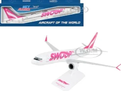 Boeing 737 MAX 8 Commercial Aircraft "Swoop" (C-GORP) White with Pink Tail (Snap-Fit) 1/130 Plastic Model by Skymarks