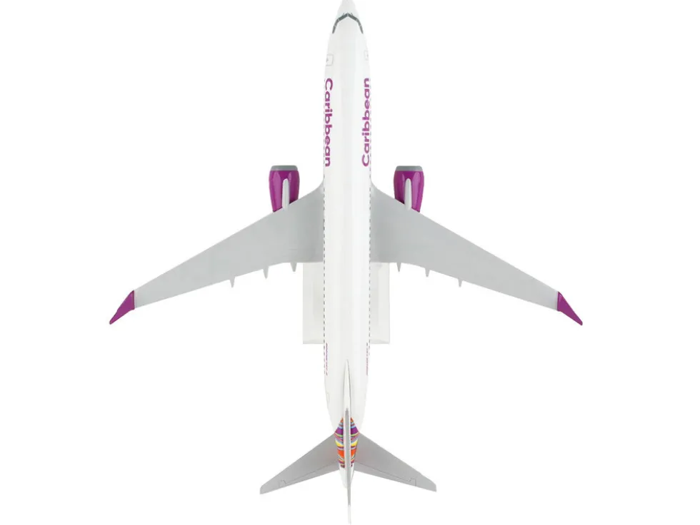 Boeing 737 MAX 8 Commercial Aircraft "Caribbean Airlines" White with Tail Graphics (Snap-Fit) 1/130 Plastic Model by Skymarks