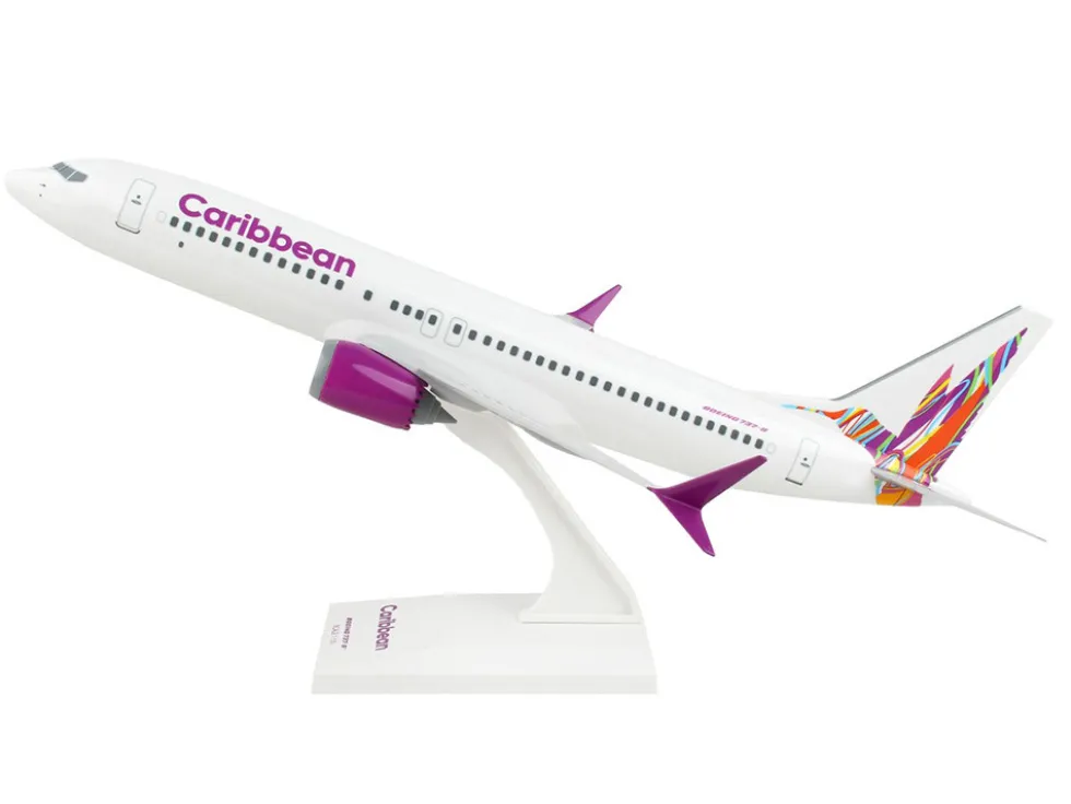Boeing 737 MAX 8 Commercial Aircraft "Caribbean Airlines" White with Tail Graphics (Snap-Fit) 1/130 Plastic Model by Skymarks
