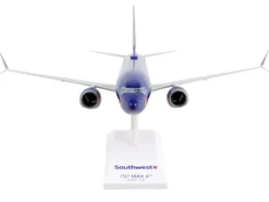 Boeing 737 MAX 8 Commercial Aircraft Southwest Airlines N872CB Blue with Red and Orange Stripes Snap Fit 1/130 Plastic Model Skymarks SKR1140