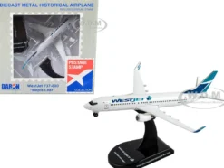 Boeing 737 Next Generation Commercial Aircraft WestJet Airlines Maple Leaf Logo Livery 1/300 Diecast Model Airplane Postage Stamp PS5815-1