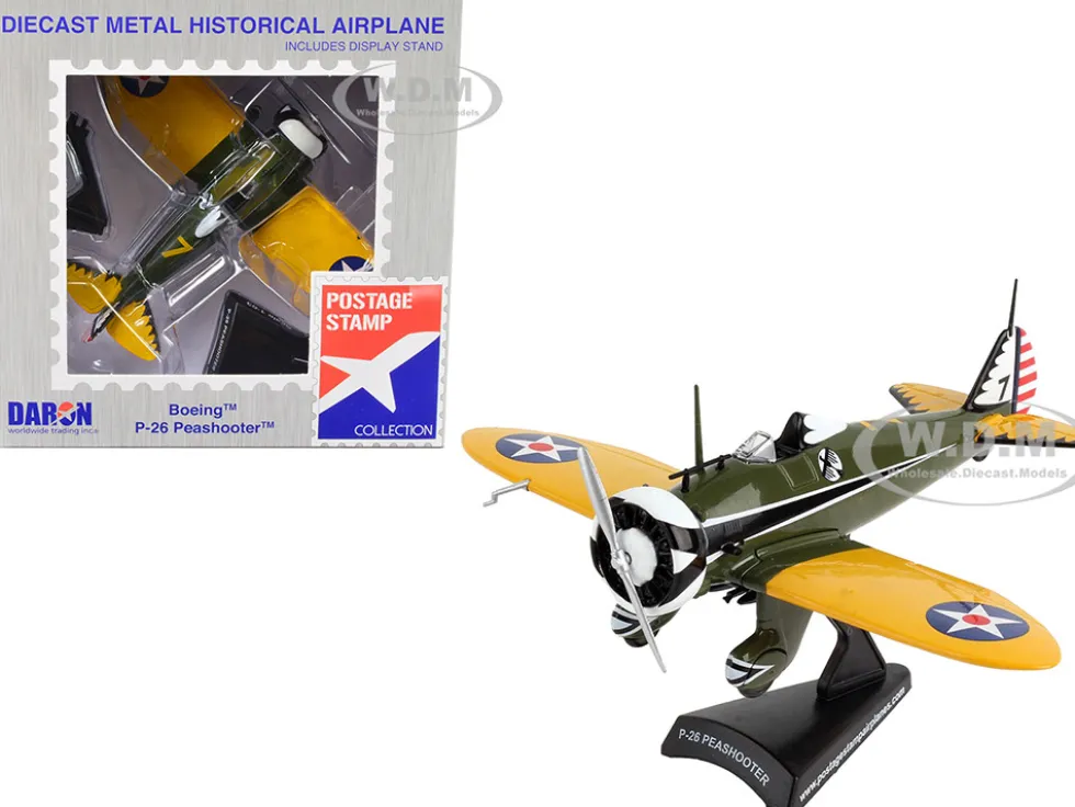 Boeing P 26 Peashooter Fighter Aircraft United States Army Air Corps 1/63 Diecast Model Airplane Postage Stamp PS5560-2
