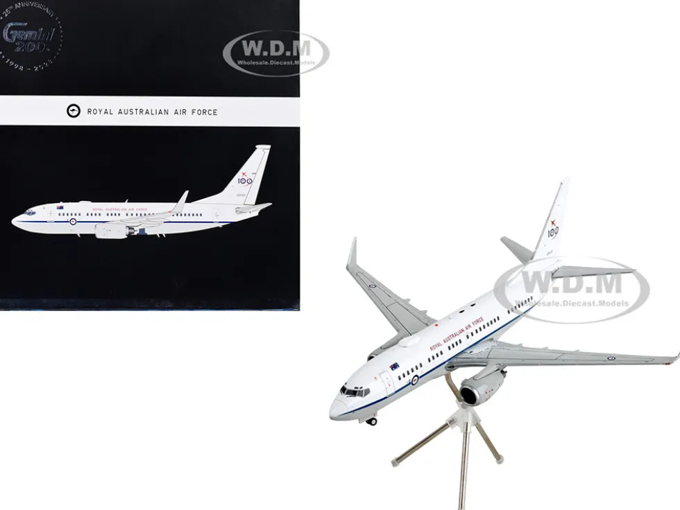 Boeing 737 700 Transport Aircraft Royal Australian Air Force 100th Anniversary A36 001 White and Gray Gemini 200 Series 1/200 Diecast Model Airplane GeminiJets G2RAA1224