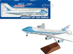 Boeing VC-25A Commercial Aircraft with Landing Gear "Air Force One - United States of America" (29000) White with and Blue Stripes 1/200 Plastic Model by Skymarks