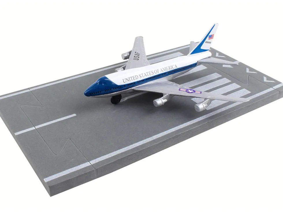 Boeing VC 25 Aircraft White and Blue United States Air Force One with Runway Section Diecast Model Airplane Runway24 RW015
